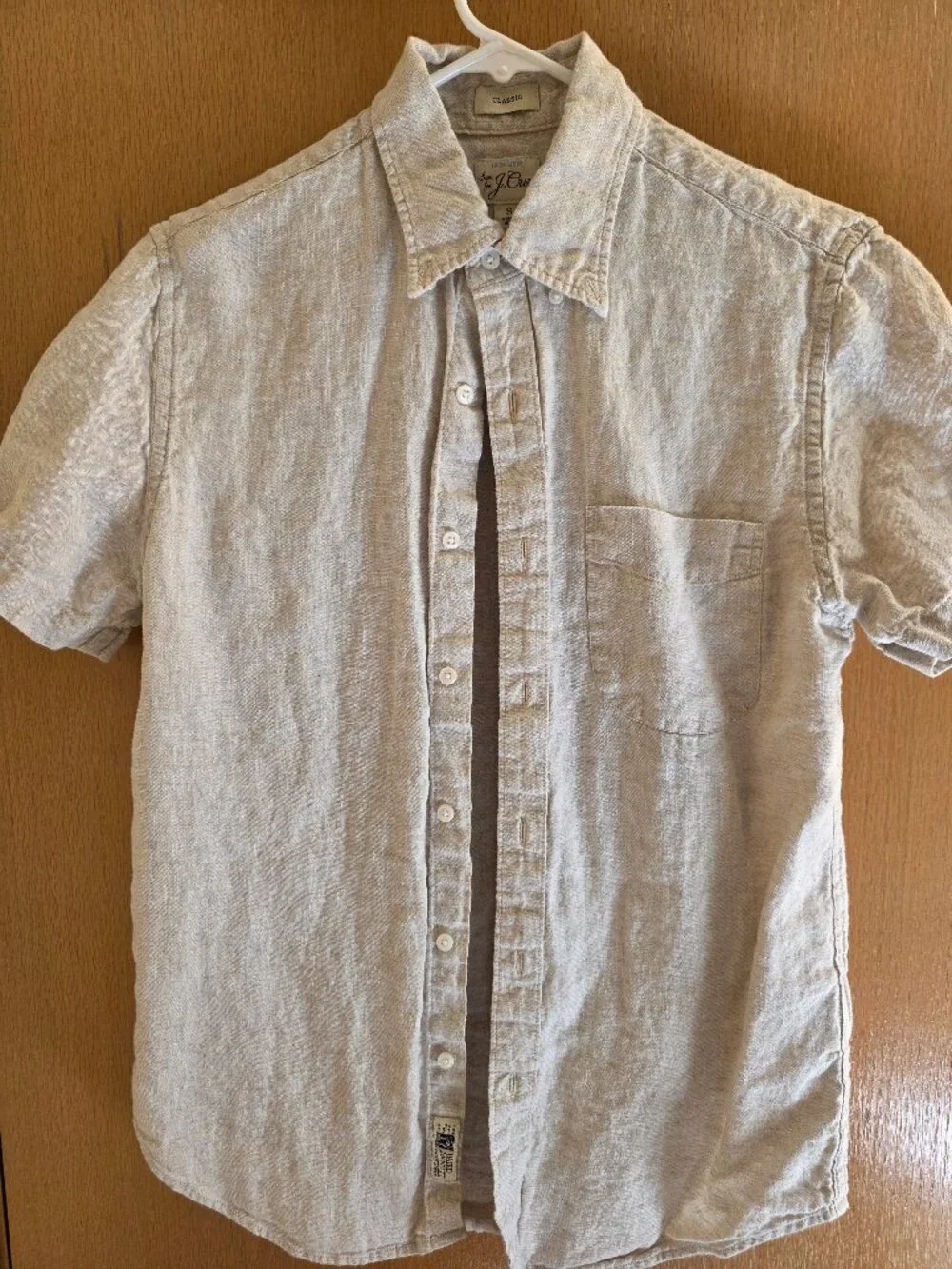 Small cream short sleeve button down shirt
